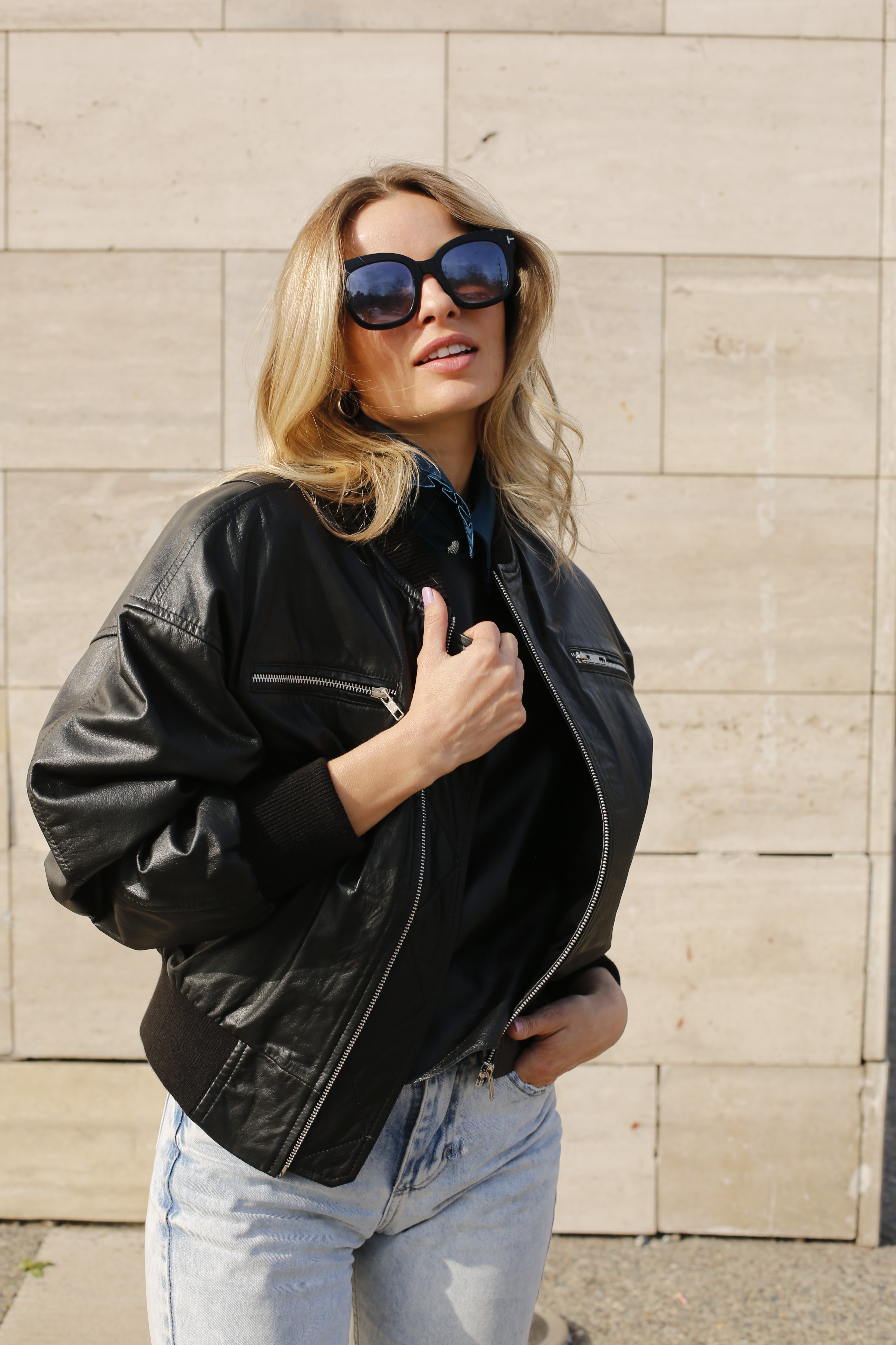 Chaqueta bomber de Cuero Gabriela