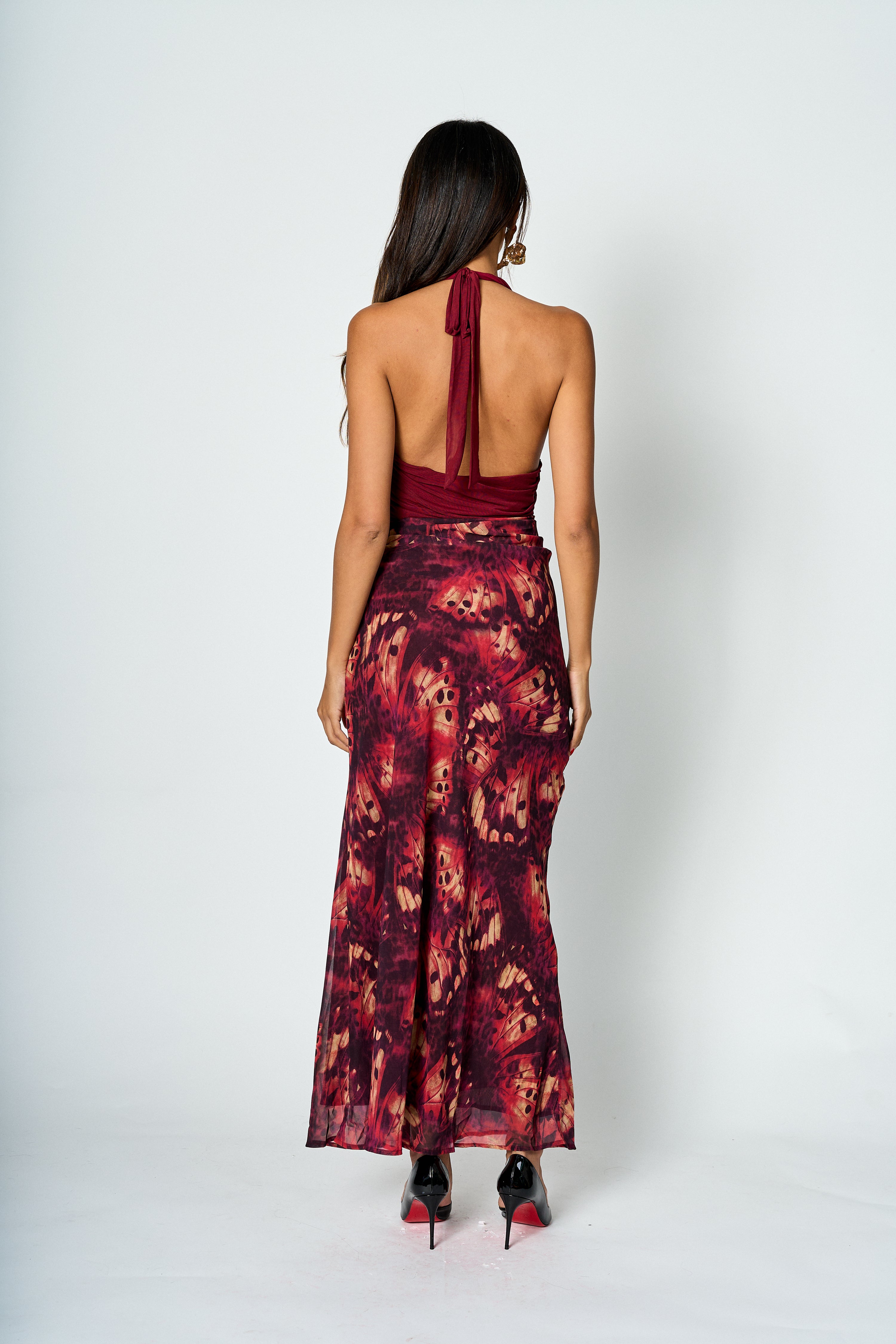 Vestido largo halter Sara estampado