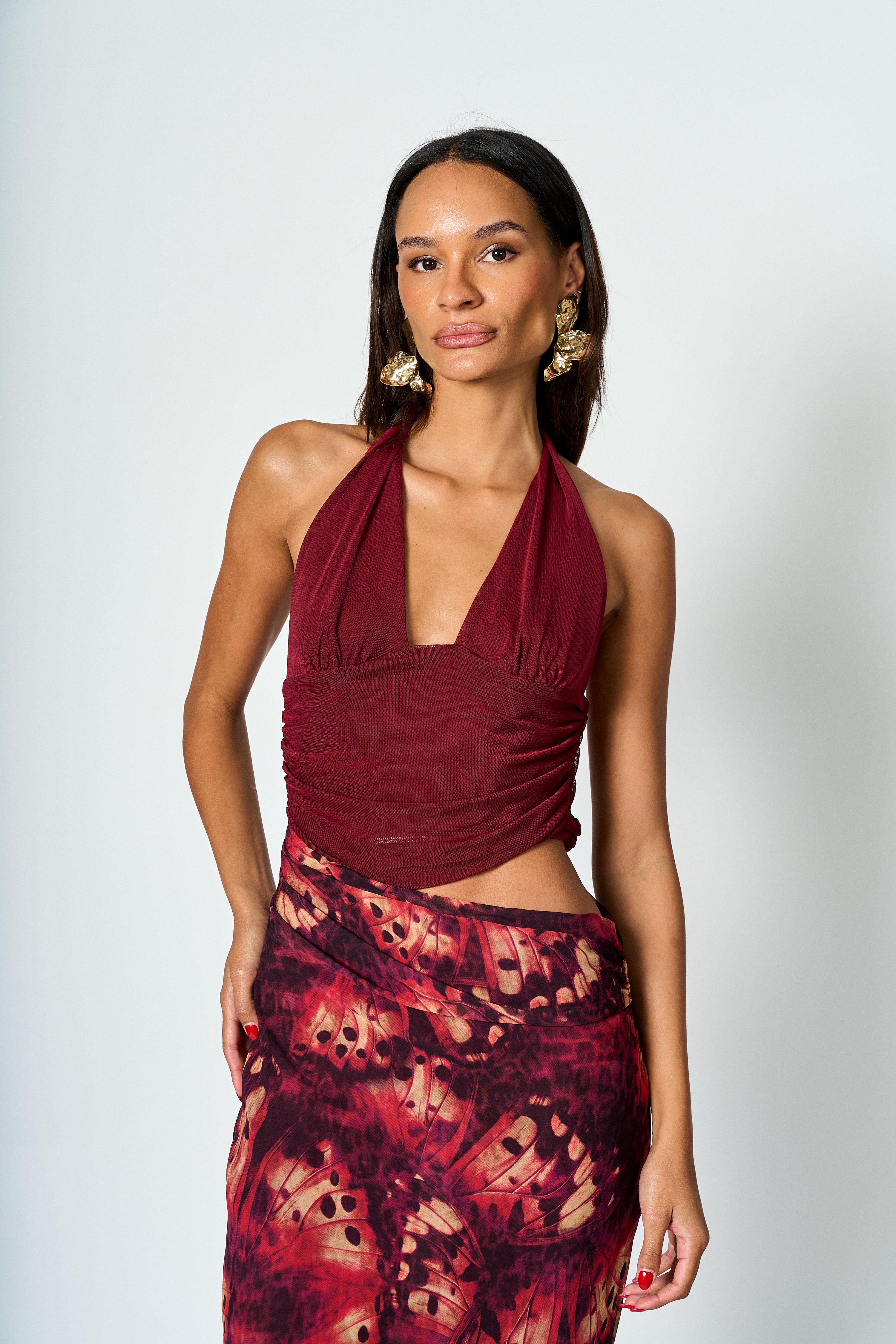 Vestido largo halter Sara estampado