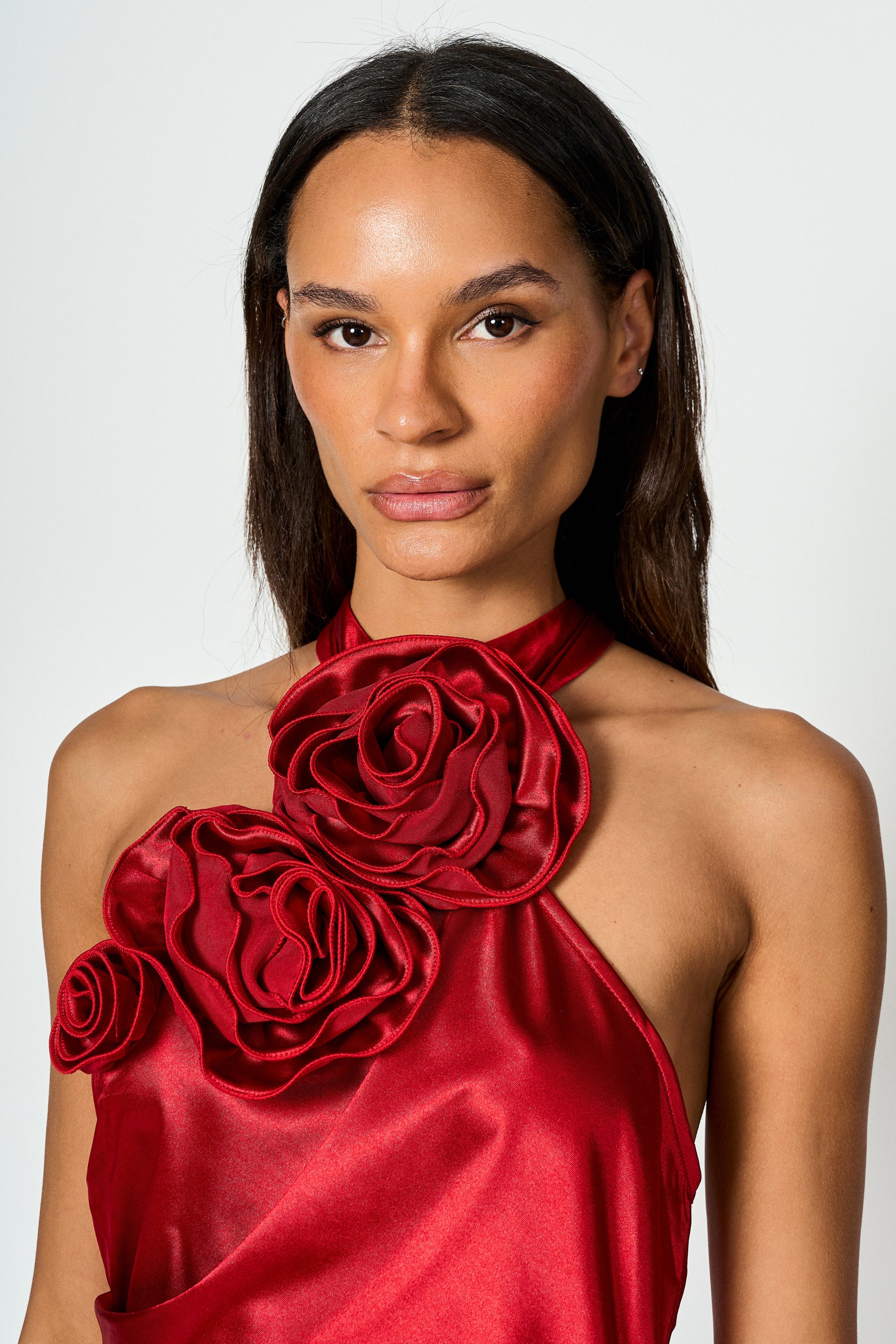 Vestido largo halter Valentina con flores