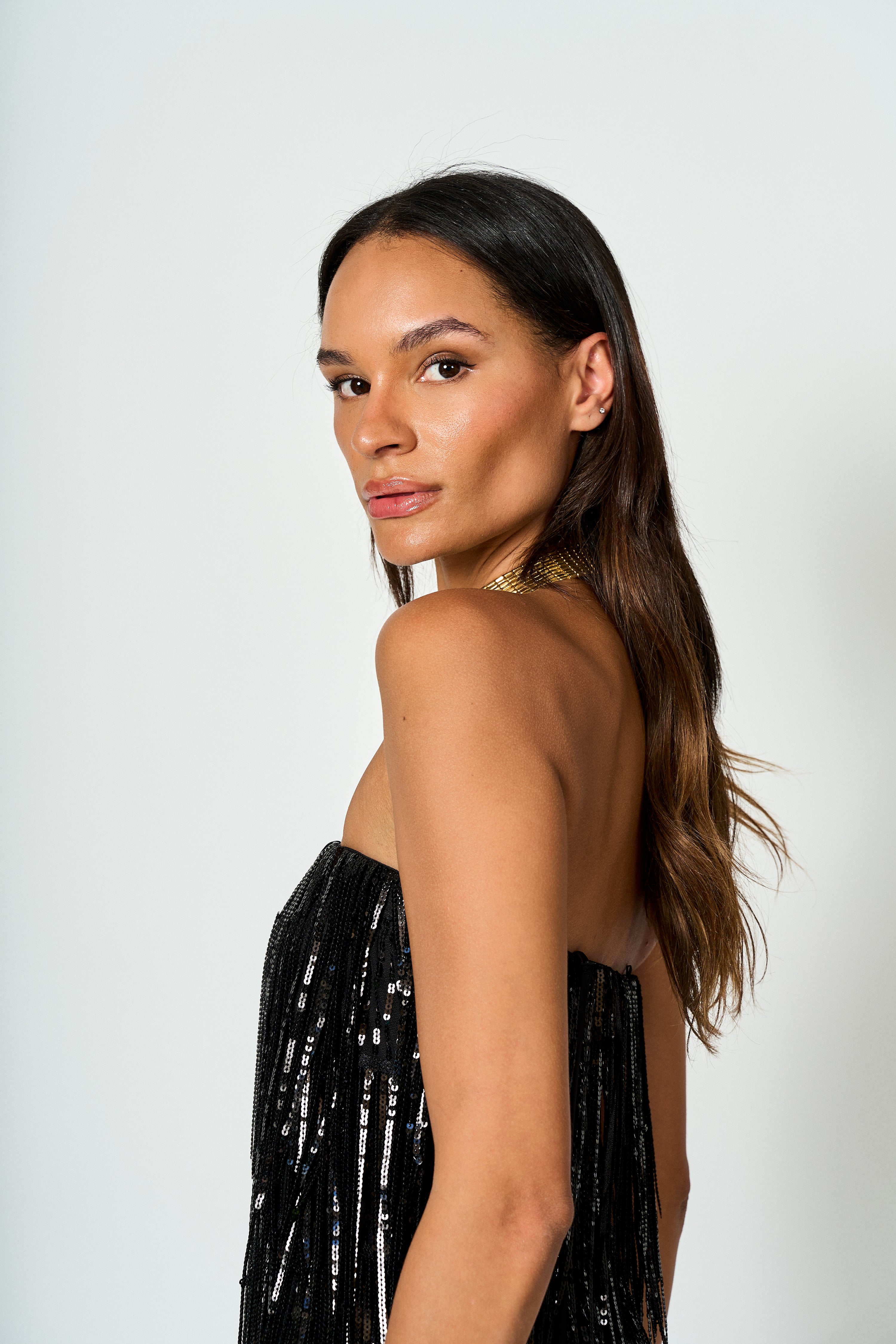 Vestido de fiesta con flecos Amparo