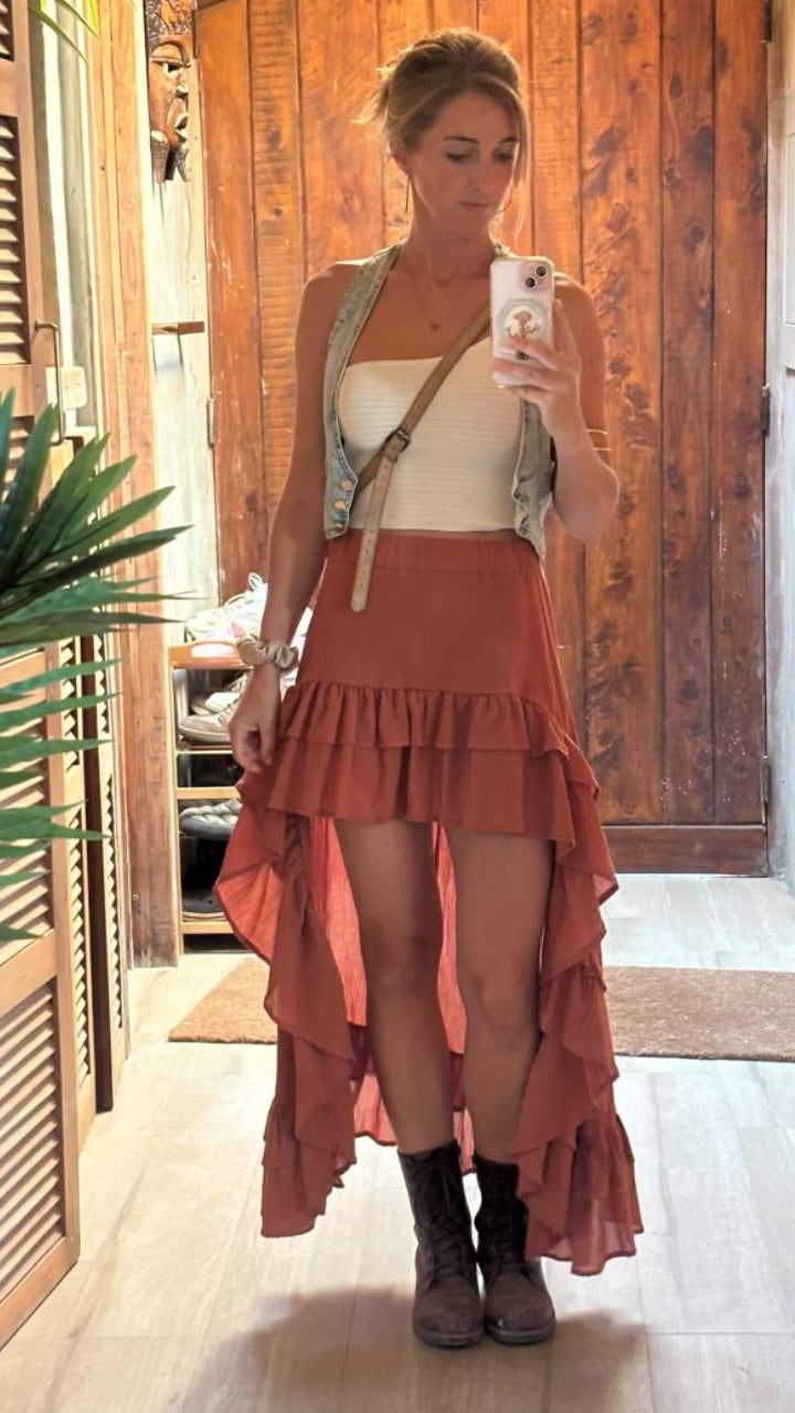 Falda asimétrica de bambula Lucia