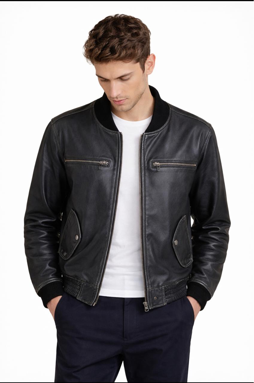 Chaqueta de cuero hombre Romano negra Lola Mir