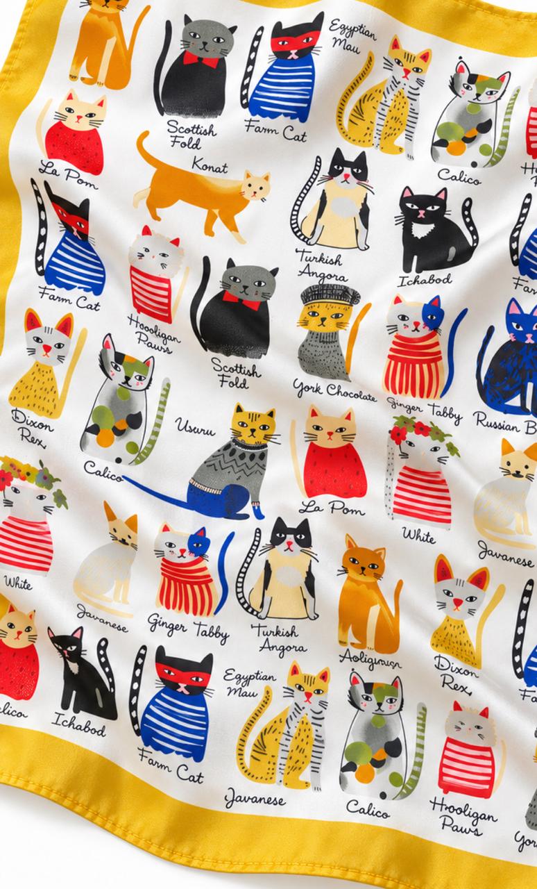 Pañuelo Gatos Mostaza