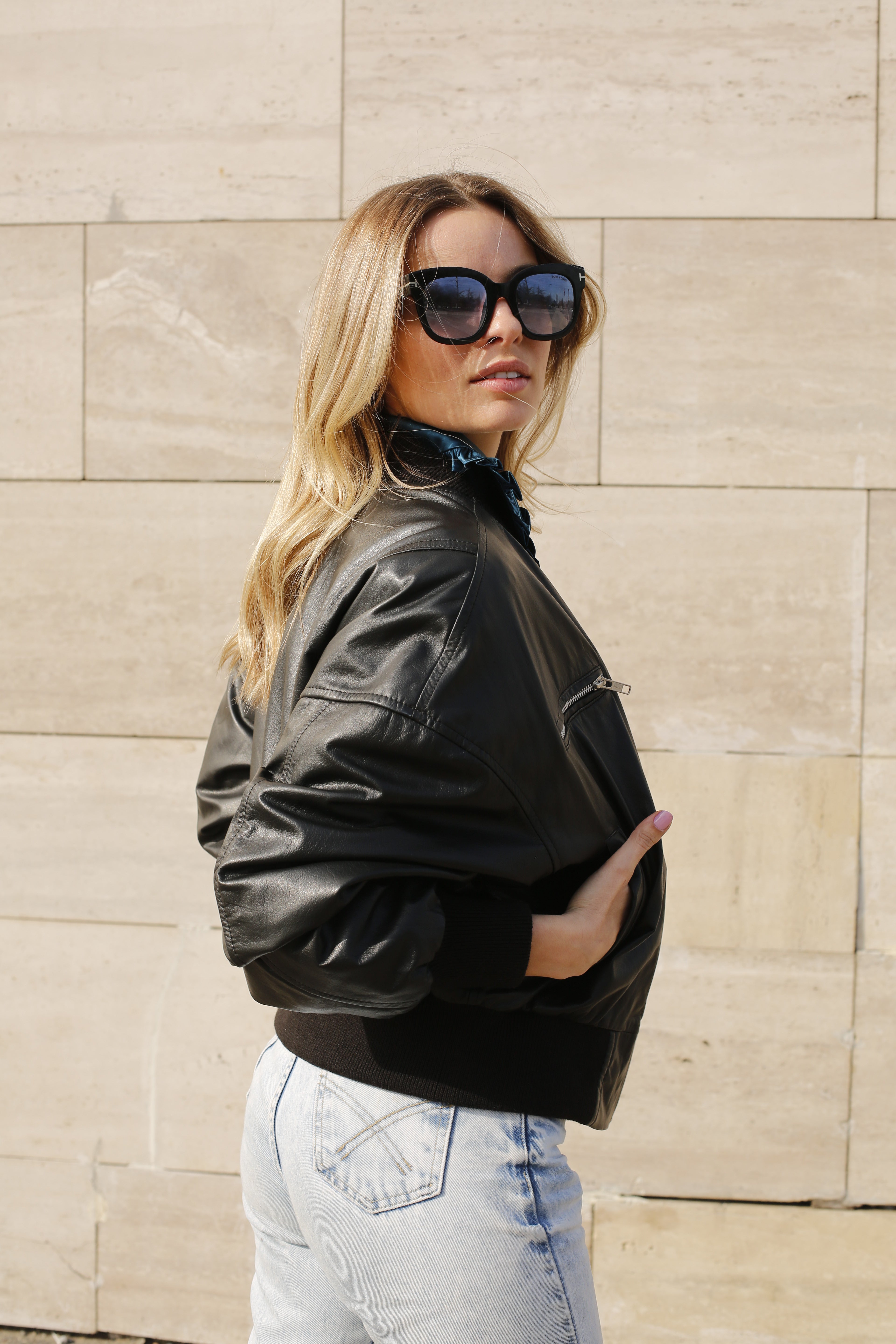 Chaqueta bomber de Cuero Gabriela
