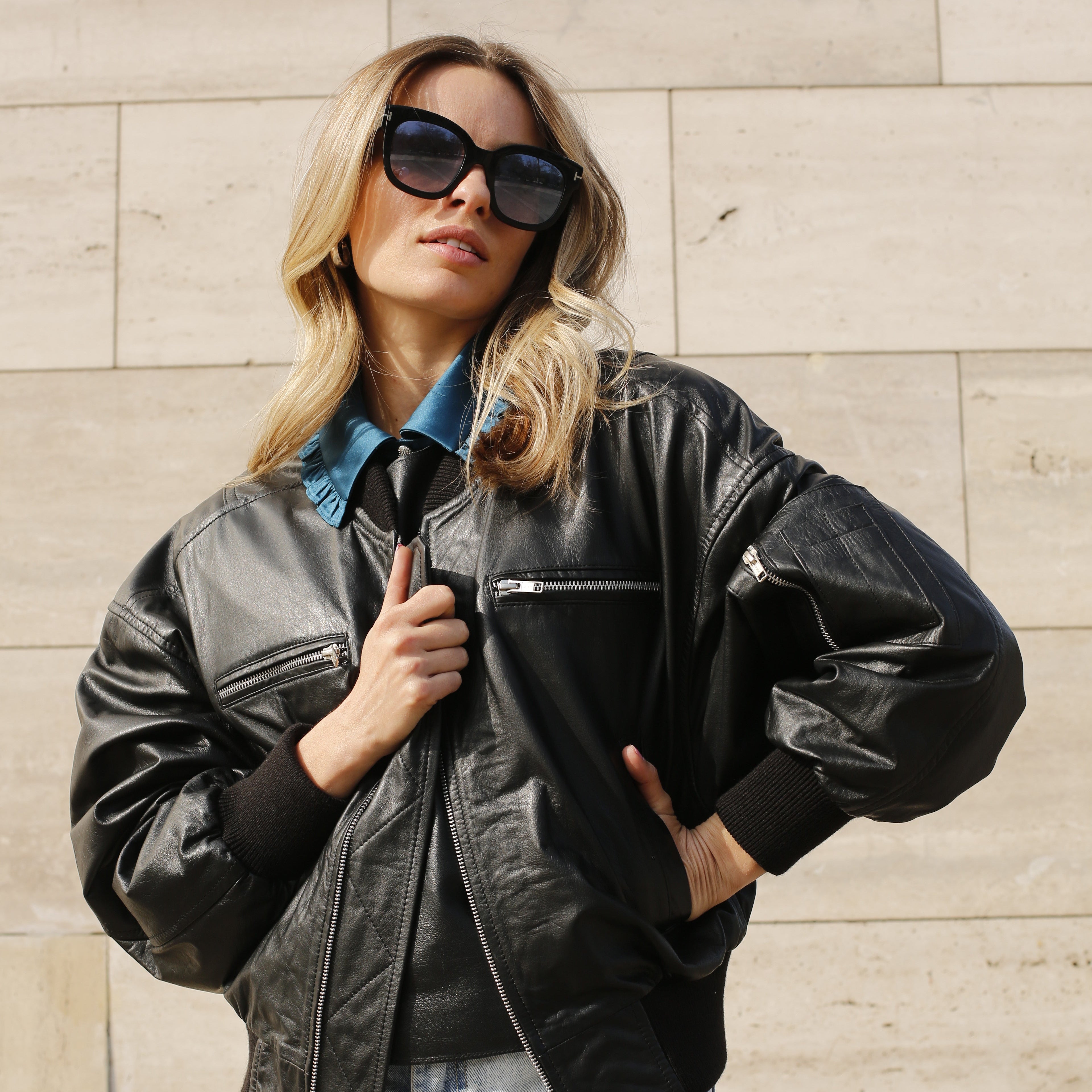 Chaqueta bomber de Cuero Gabriela