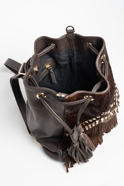 Cartera de cuero con flecos  Agustina