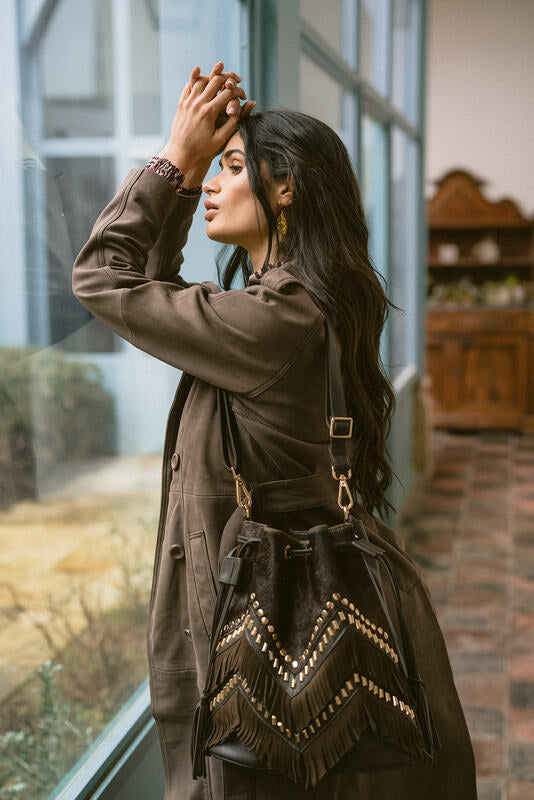 Cartera de cuero con flecos  Agustina