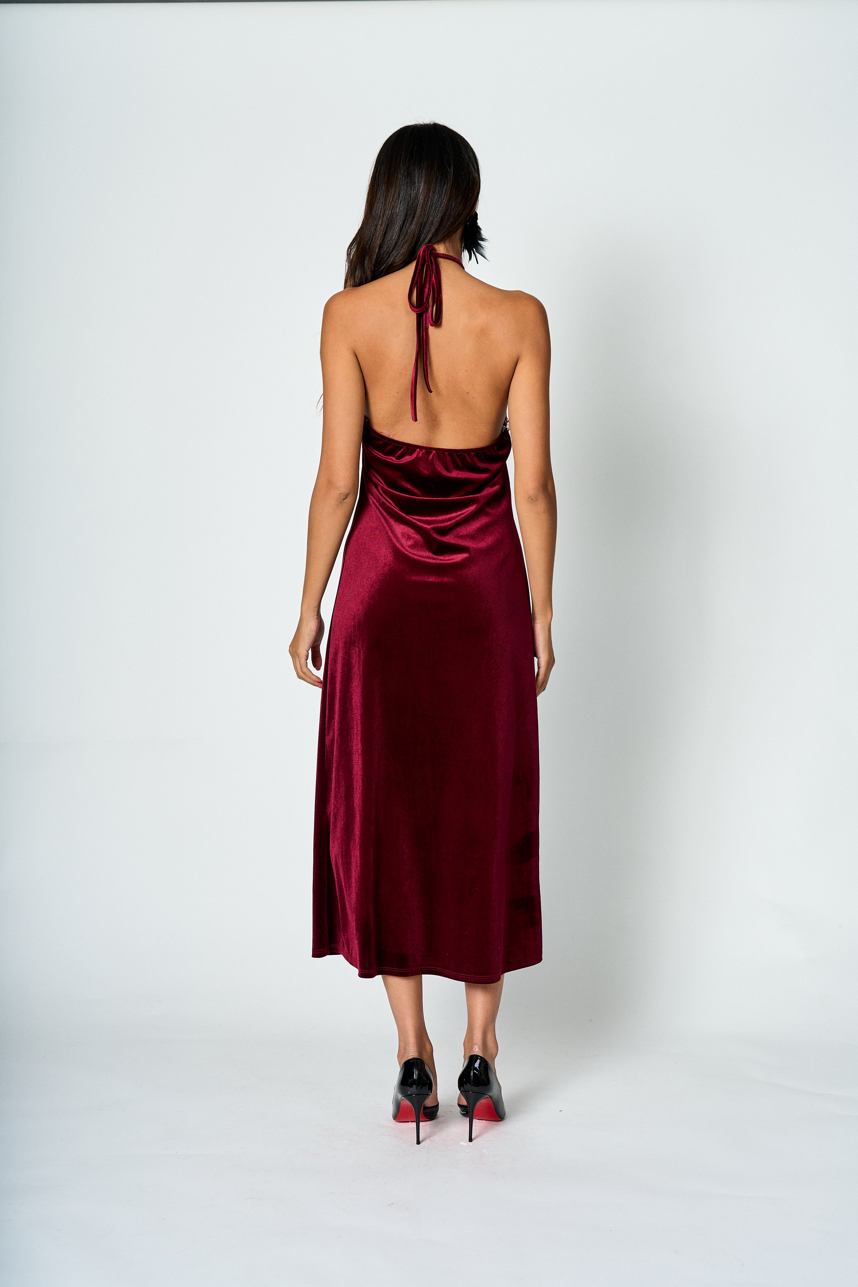 Vestido halter Burdeo Valeria