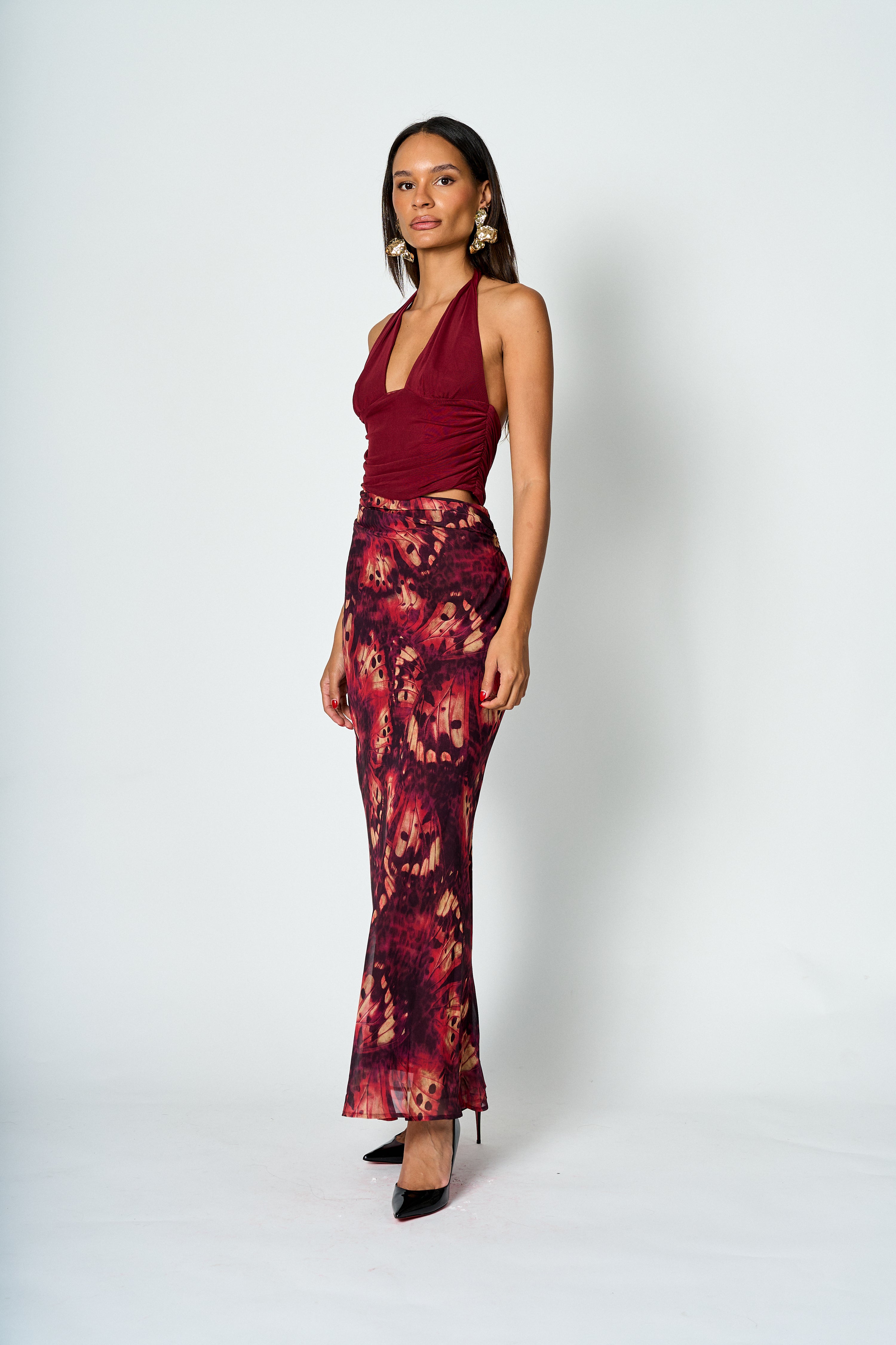 Vestido largo halter Sara estampado