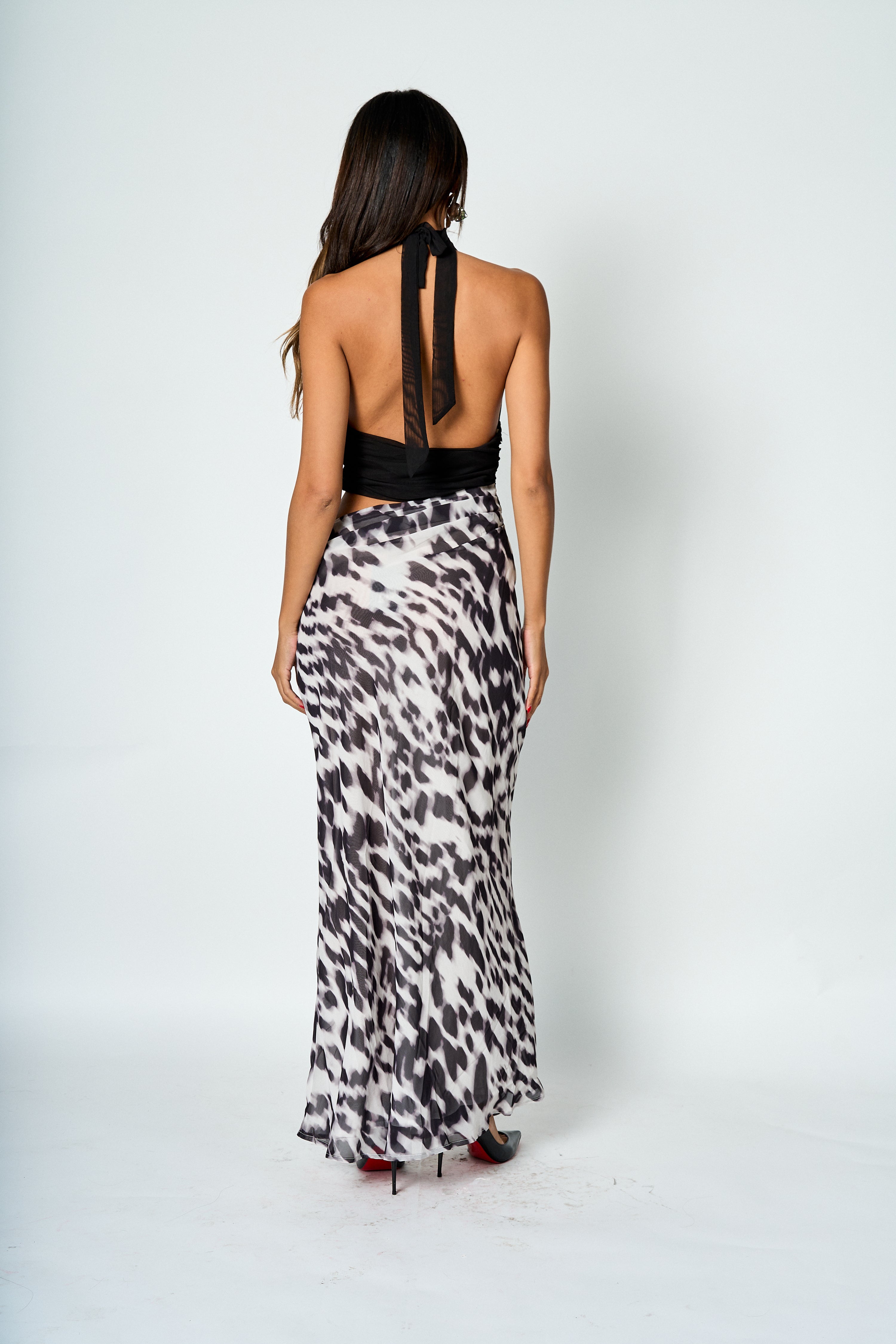 Vestido largo halter Sara estampado