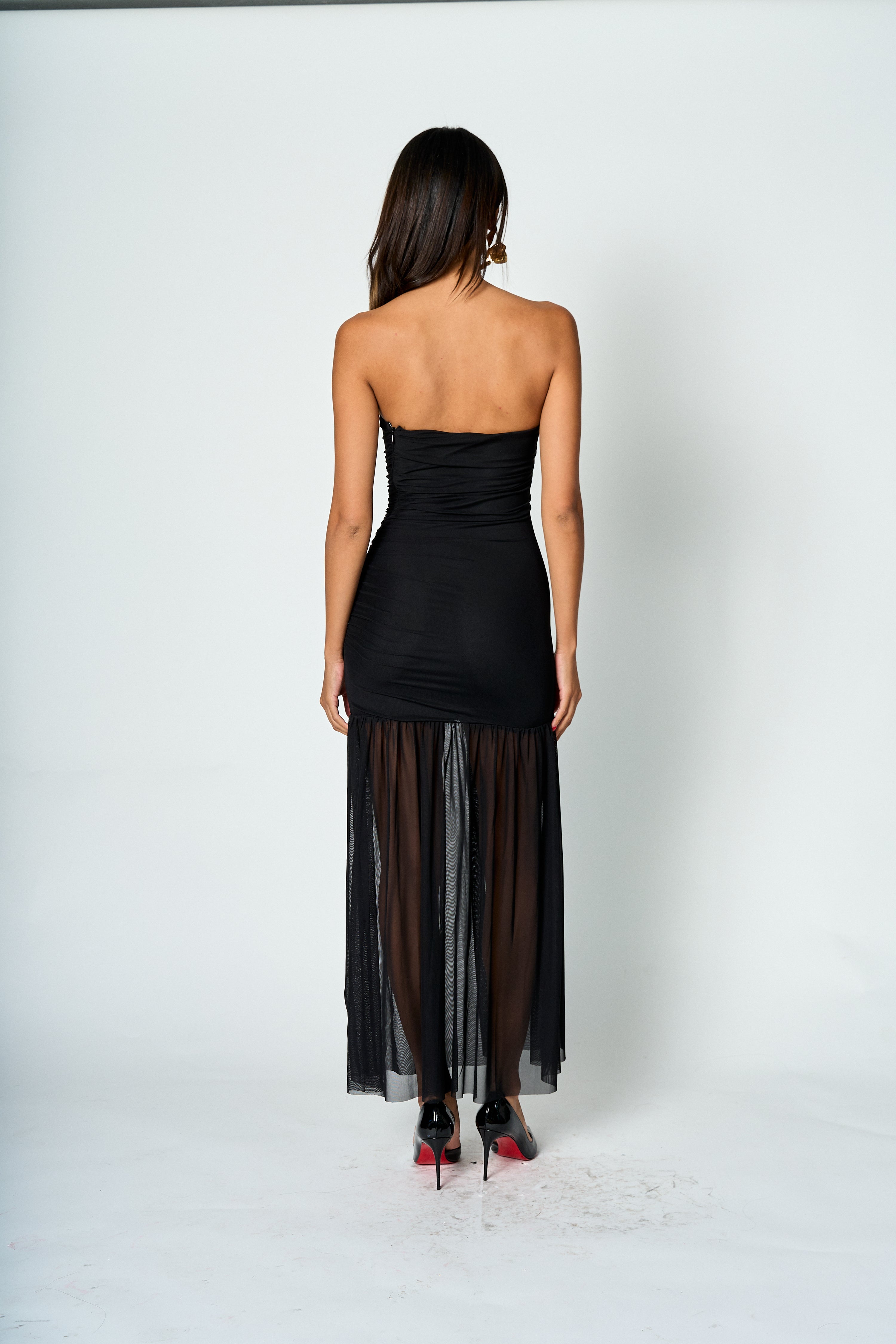 Vestido largo con transparencia Isabella