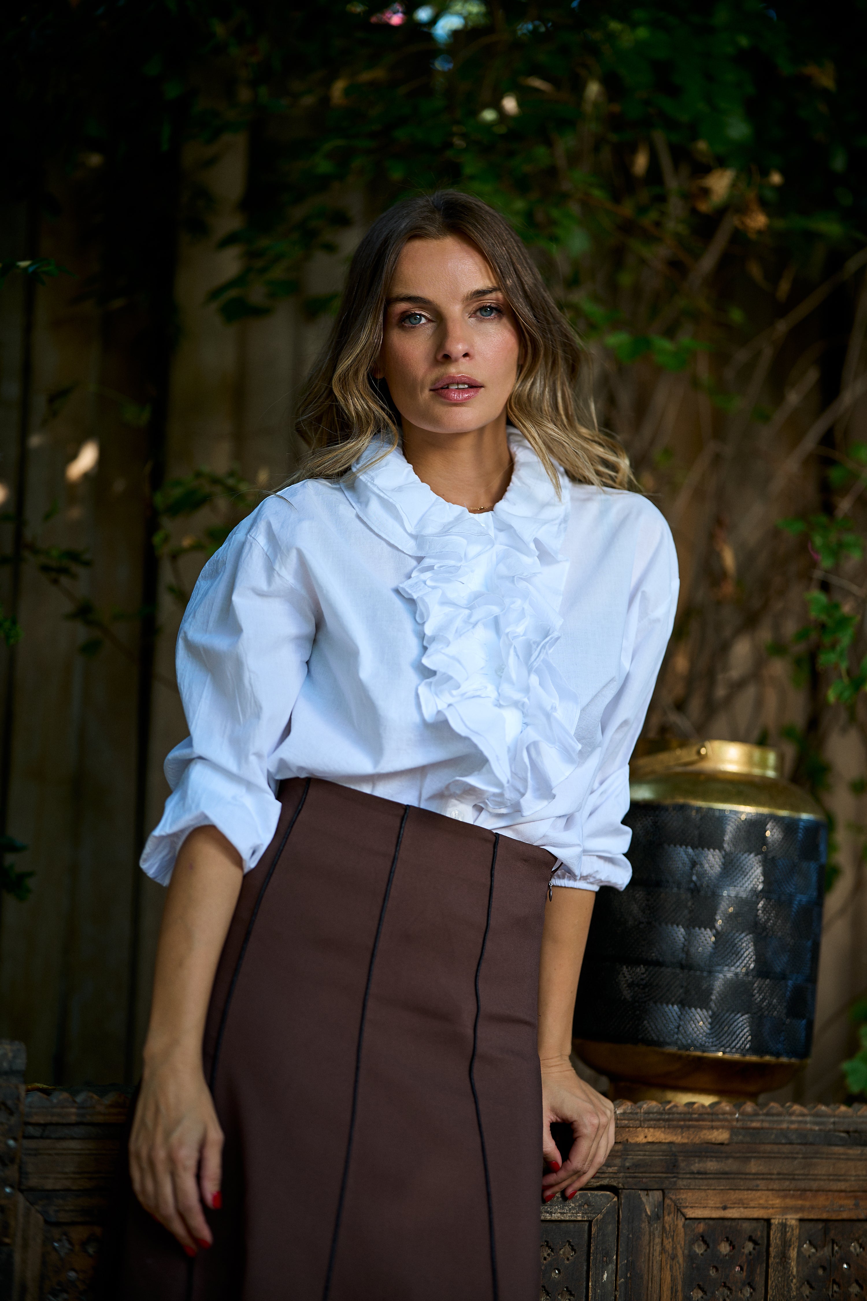 Falda midi tiro alto Leticia