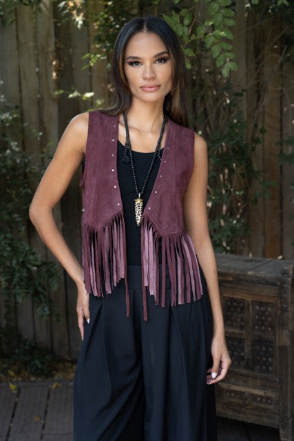 Gillet de gamuza  con flecos Cayetana