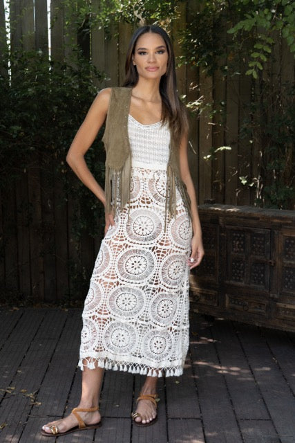 Gillet de gamuza  con flecos Cayetana