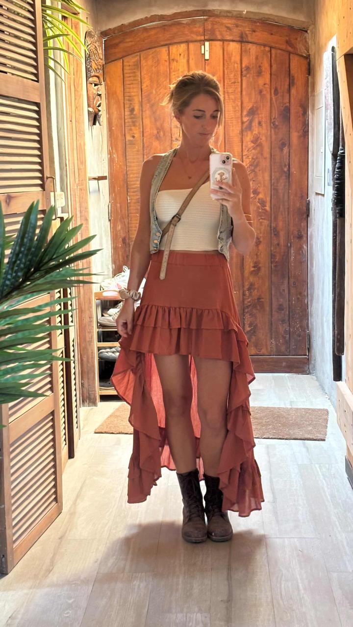 Falda asimétrica de bambula Lucia