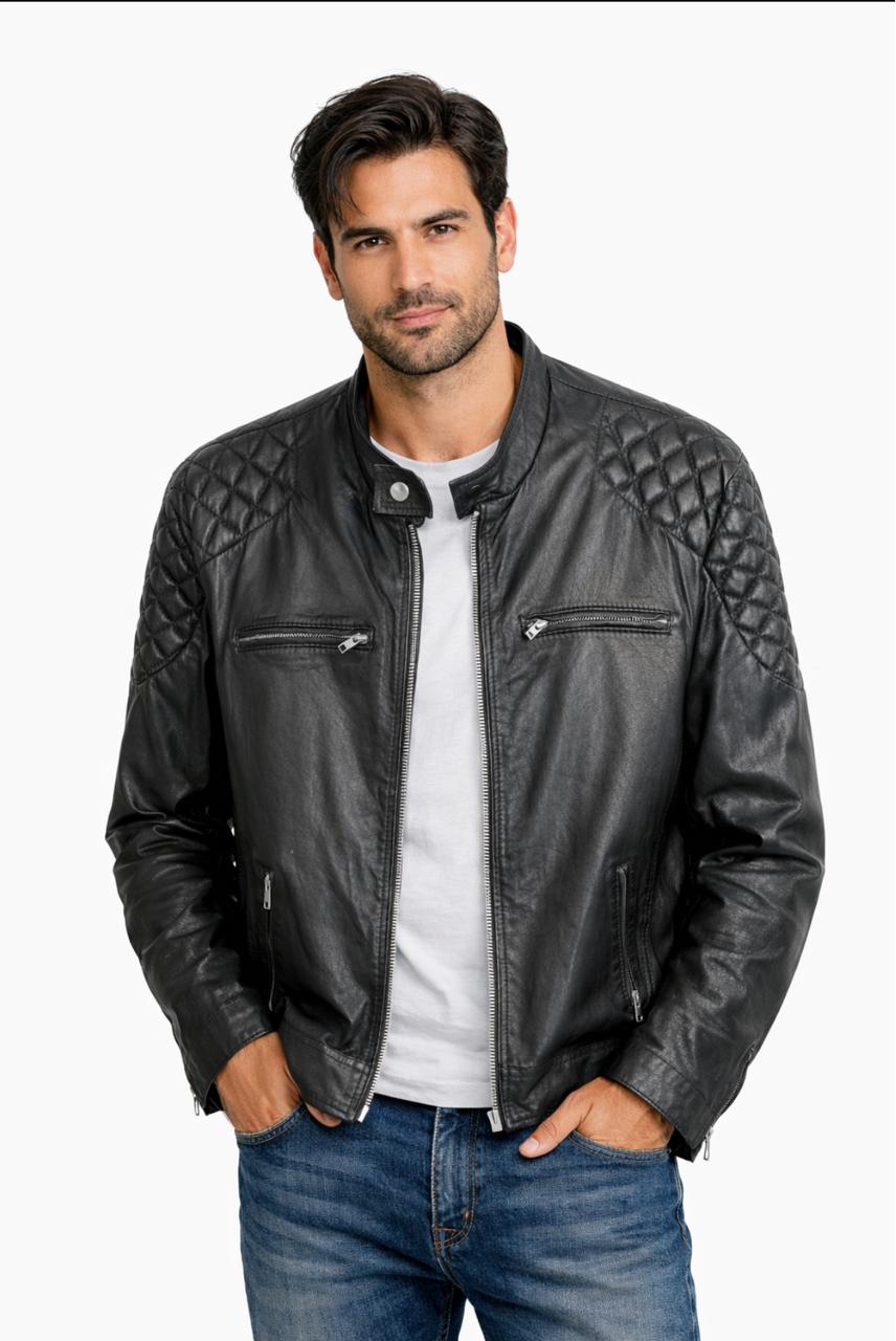 Chaqueta de cuero hombre Milano negra Lola Mir